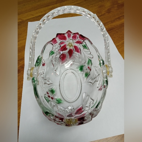 Vintage Mikasa Poinsettia Crystal Basket - Picture 5 of 10